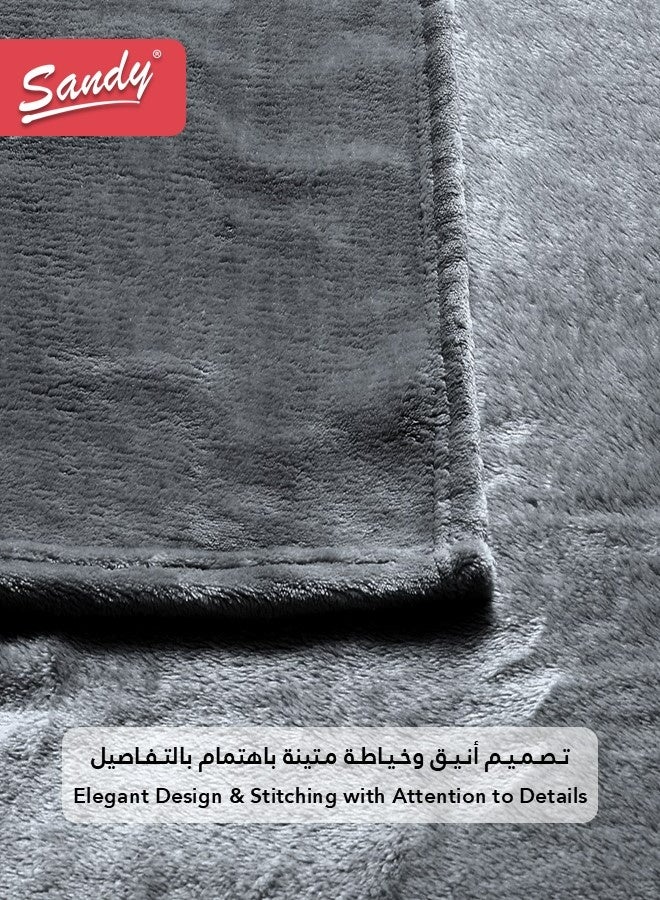 Sandy Lightweight Bedding Blanket, Single Size 220 x 170 cm, High Quality and Super Soft All Season Fleece Blanket, Optimal for Bed, Sofa, Couch and Home Decorations, Grey - Image 5